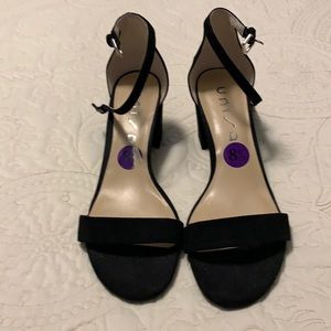 Black suede 2” sandal heals